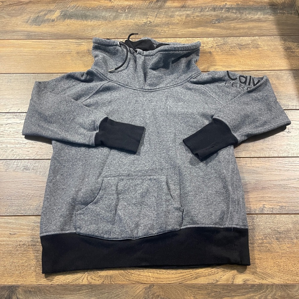 Calvin Klein Performance Womens XL Gray Funnel Neck Quick Dry Sweatshirt Logo